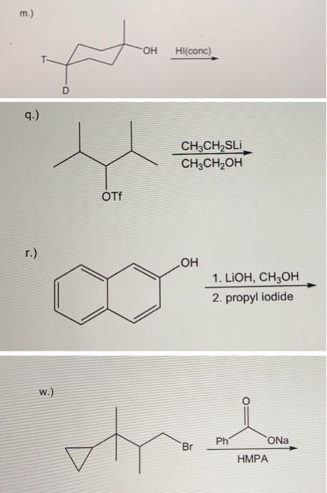 Solved M Gon Hl Conc 9 Ch3ch2sli Ch3ch2oh Otf R O Chegg Com