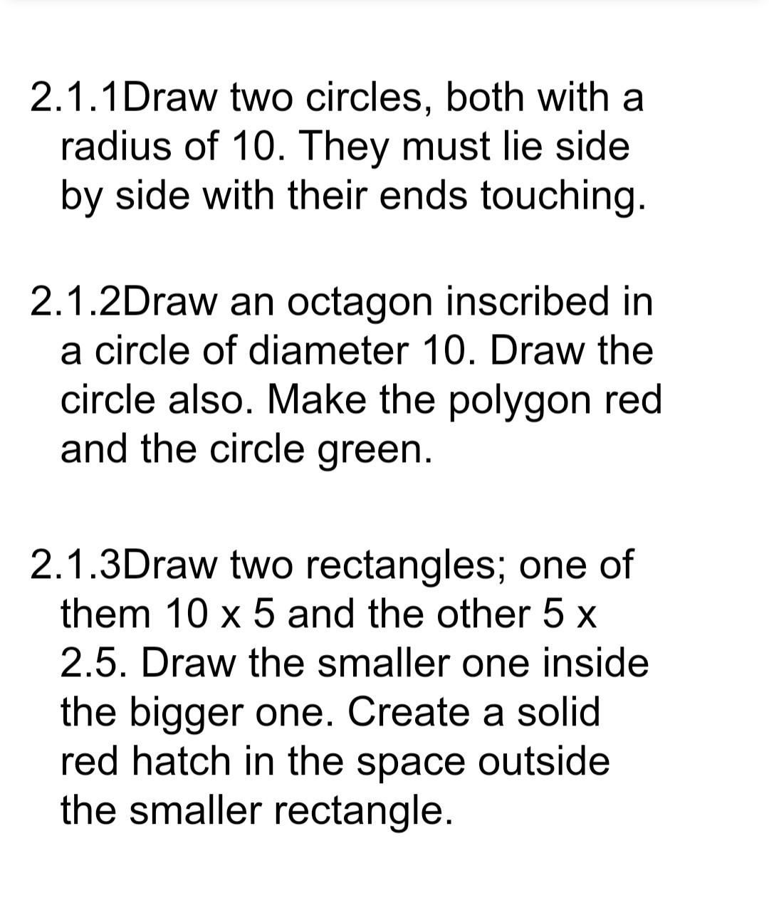 Solved 2.1.1Draw two circles, both with a radius of 10 . | Chegg.com