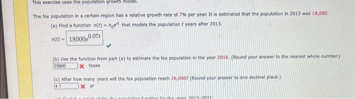 Solved he fox population in a certain region has a relative | Chegg.com