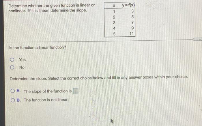 Solved X Determine whether the given function is linear or | Chegg.com