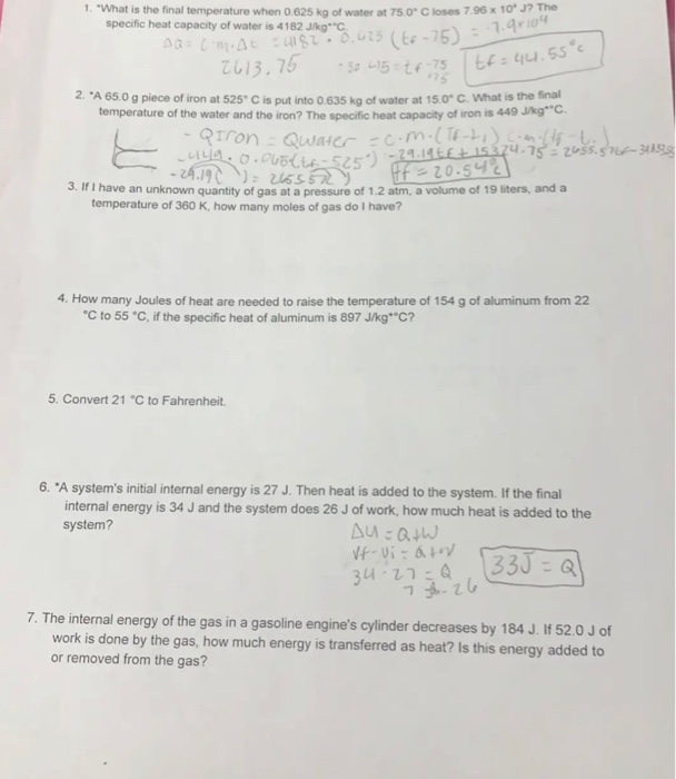 Solved 1 What Is The Final Temperature When 0 625 Kg Of Chegg Com