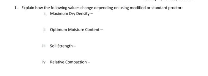 Solved 1. Explain how the following values change depending | Chegg.com