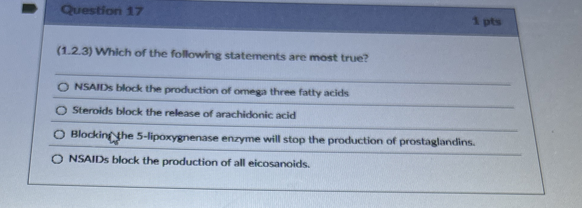 Question 17pts(1.2.3) ﻿Which of the following | Chegg.com