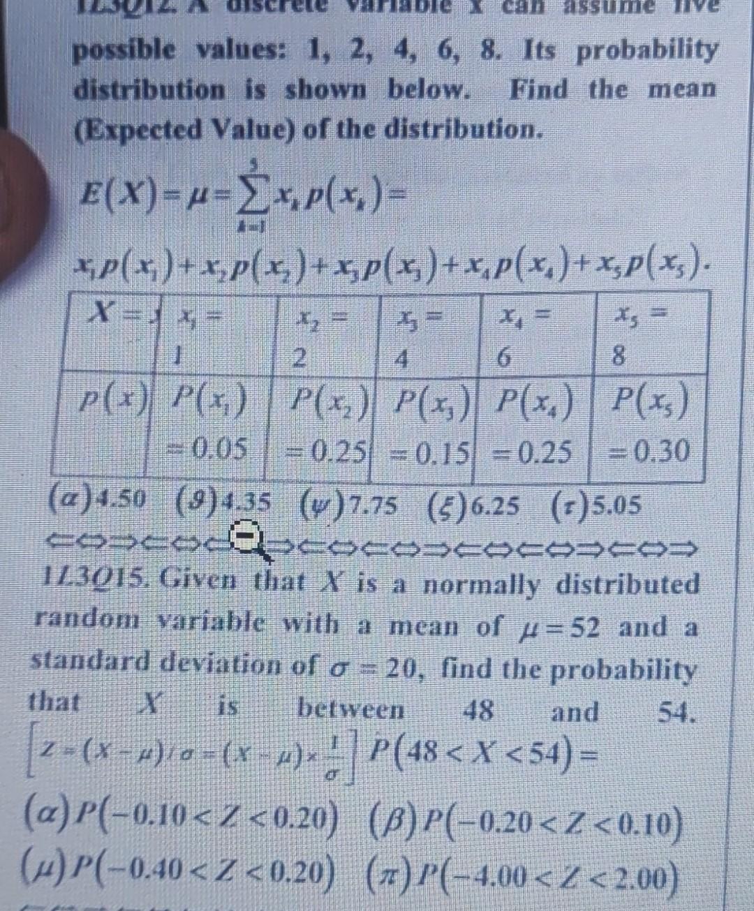 Solved possible values: 1,2,4,6,8. Its probability | Chegg.com