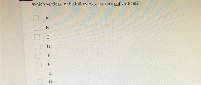 Solved Which vertices in the following graph are cut | Chegg.com