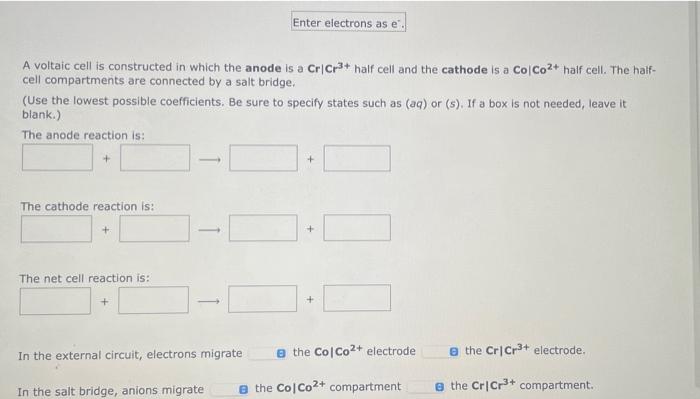 Solved A voltaic cell is constructed in which the anode is a | Chegg.com