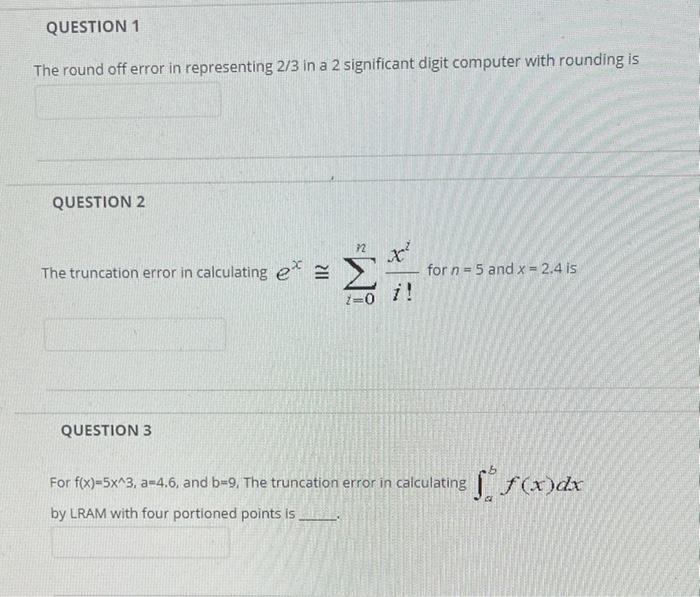 Solved QUESTION 1 The round off error in representing 2/3 in | Chegg.com