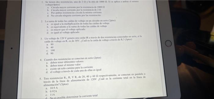 1. Se tienen los restos, una de 20 y de 1000 semplica w voltajeptos Circula mayor con por la resistencia de 1000 b Circula ma