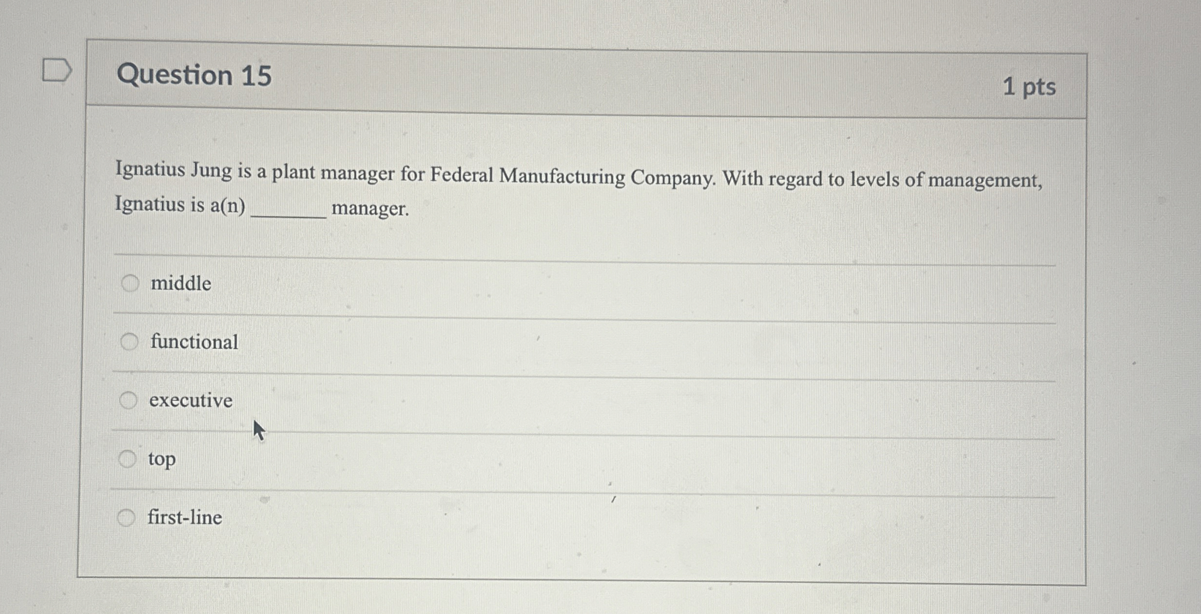 Solved Question 151 ﻿ptsIgnatius Jung is a plant manager for | Chegg.com