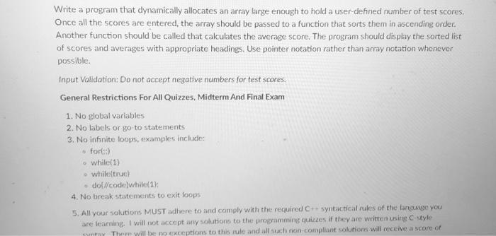 Solved Write a program that dynamically allocates an array | Chegg.com