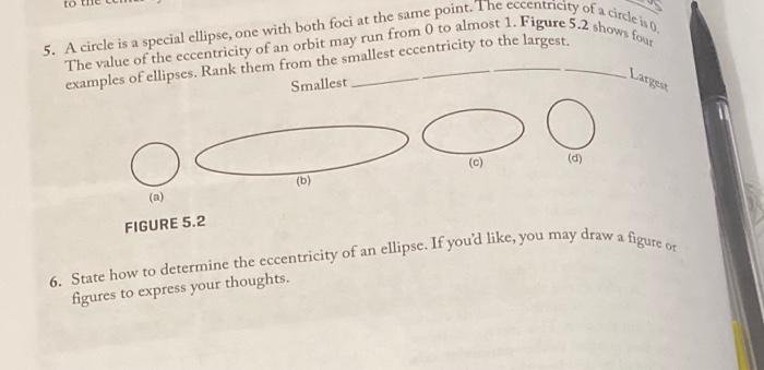 Solved circle 5. A circle is a special ellipse, one with | Chegg.com