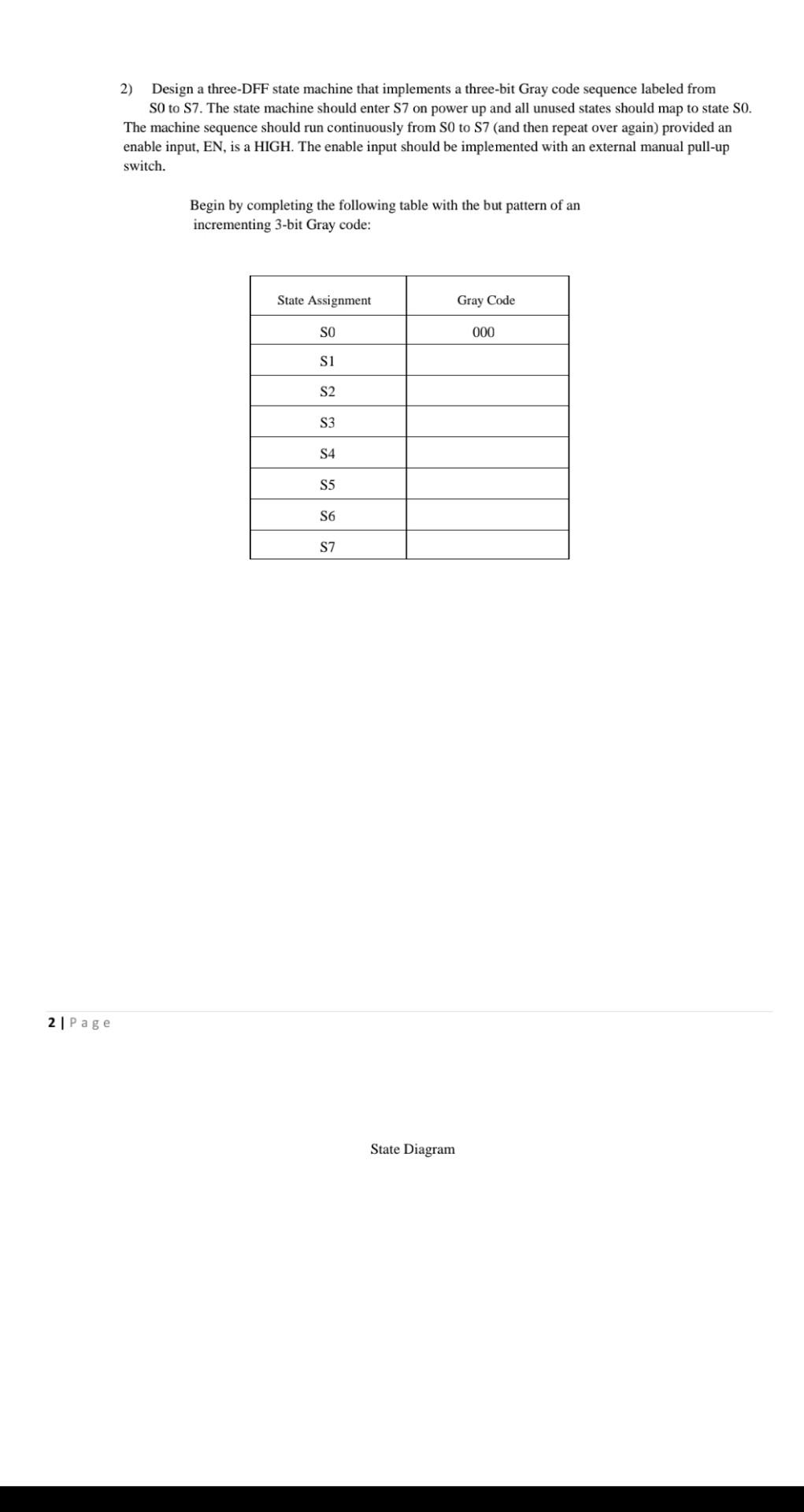 Solved 2 design a three dff state machine that implements a chegg