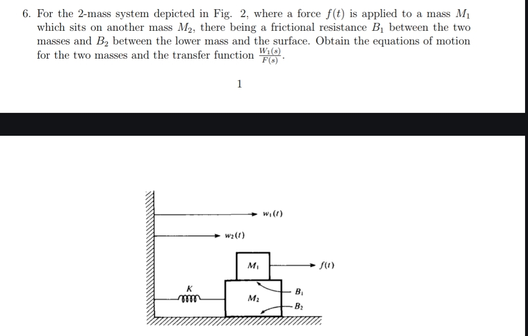 Solved For the 2-mass system depicted in Fig. 2, ﻿where a | Chegg.com