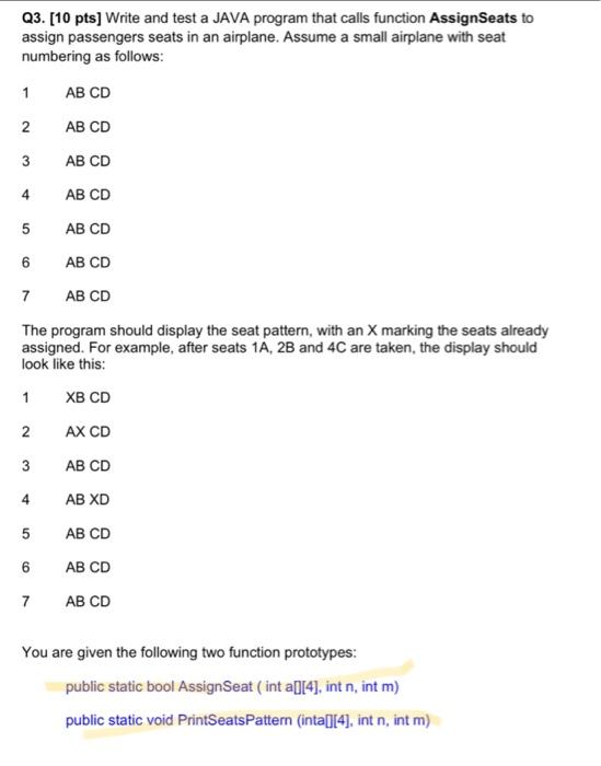 assign passengers seats in an airplane. Assume a small airplane with seat numbering as follows:
\( 1 \quad \mathrm{AB} C D \)