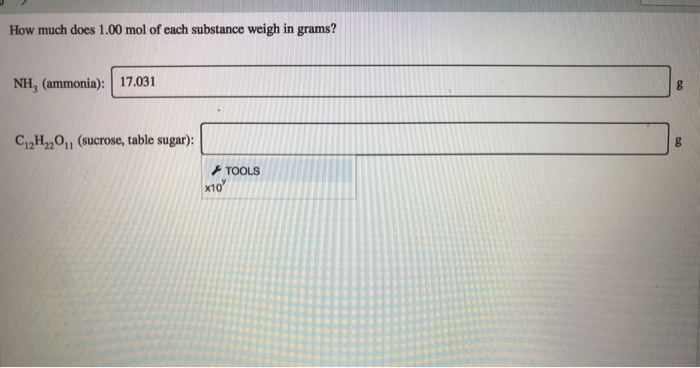 Solved: How Much Does 1.00 Mol Of Each Substance Weigh In ...