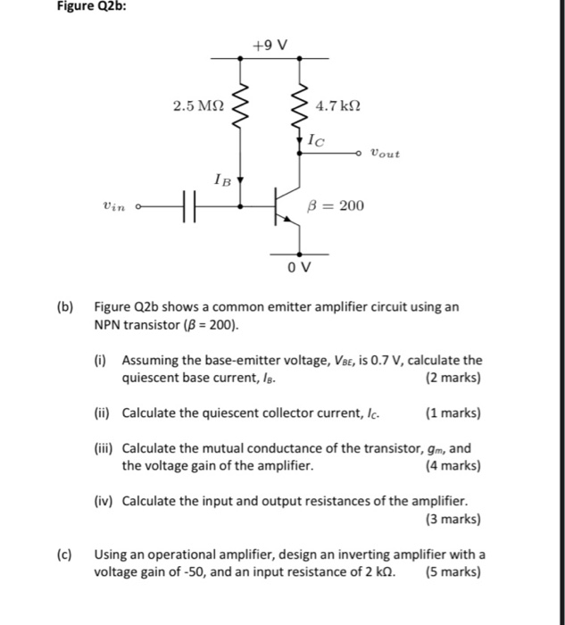 Solved Figure Q2b shows a common emitter amplifier circuit | Chegg.com