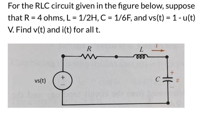 Solved For the RLC circuit given in the figure below, | Chegg.com