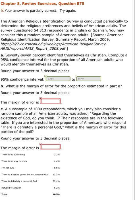 Solved Chapter 8, Review Exercises, Question E75 Your Answer | Chegg.com