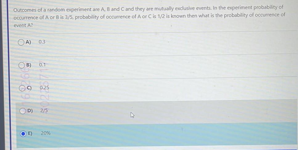 Solved Outcomes Of A Random Experiment Are A,B And C And | Chegg.com