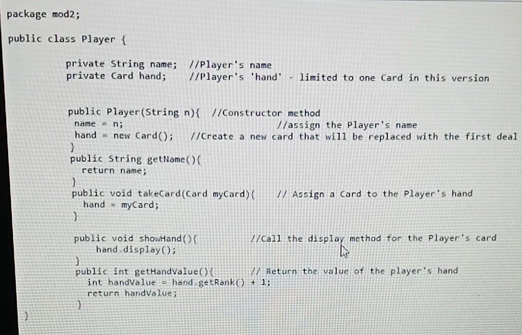 Solved This Lab builds off of the Card and Deck classes that | Chegg.com