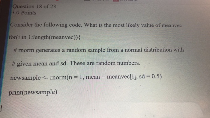 Solved Question 18 of 23 3.0 Points Consider the following | Chegg.com