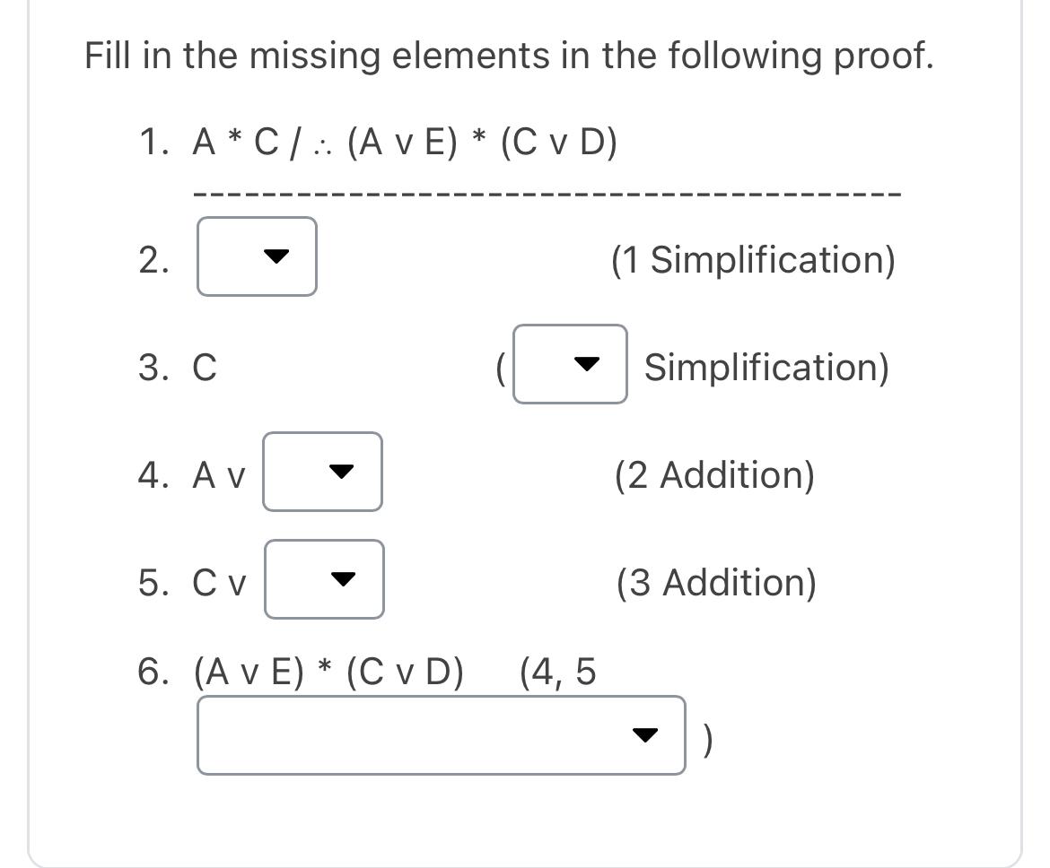 Solved Fill in the missing elements in the following | Chegg.com