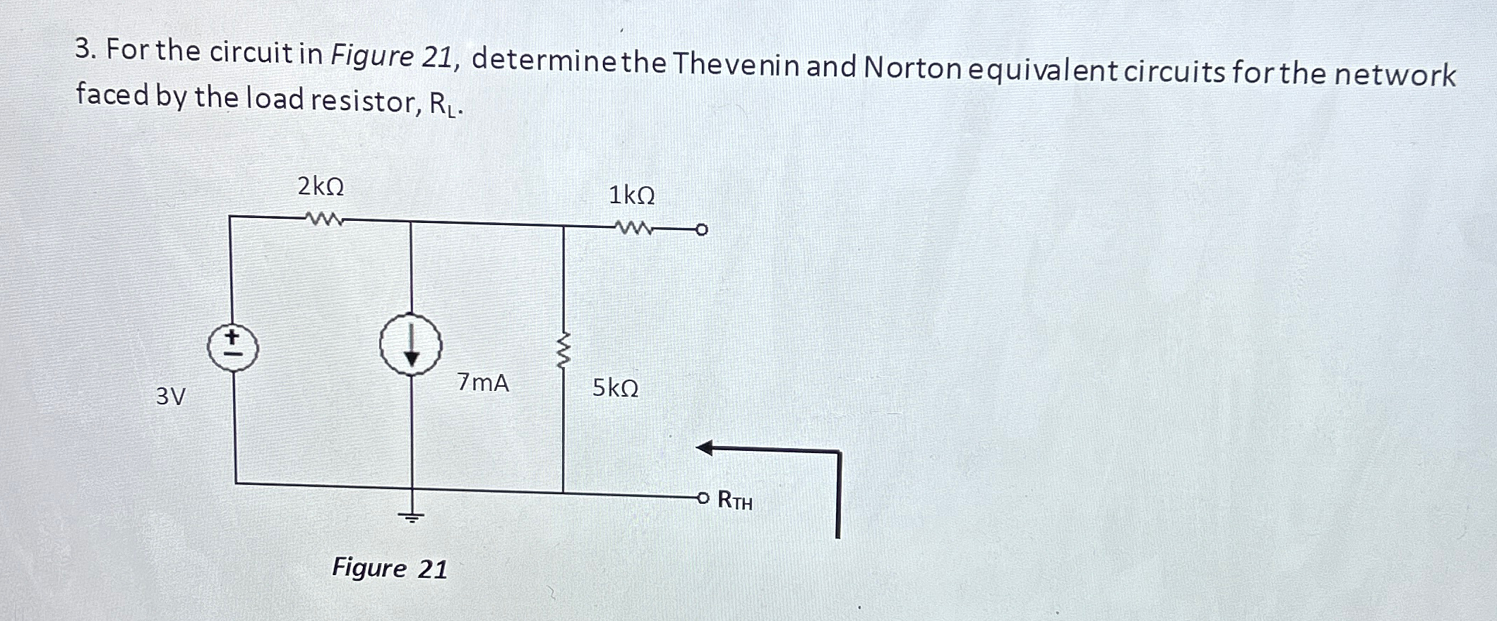 Solved For the circuit in Figure 21, ﻿determine the Thevenin | Chegg.com