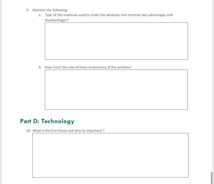 Solved 9. Mention the following: a. Type of the materials | Chegg.com