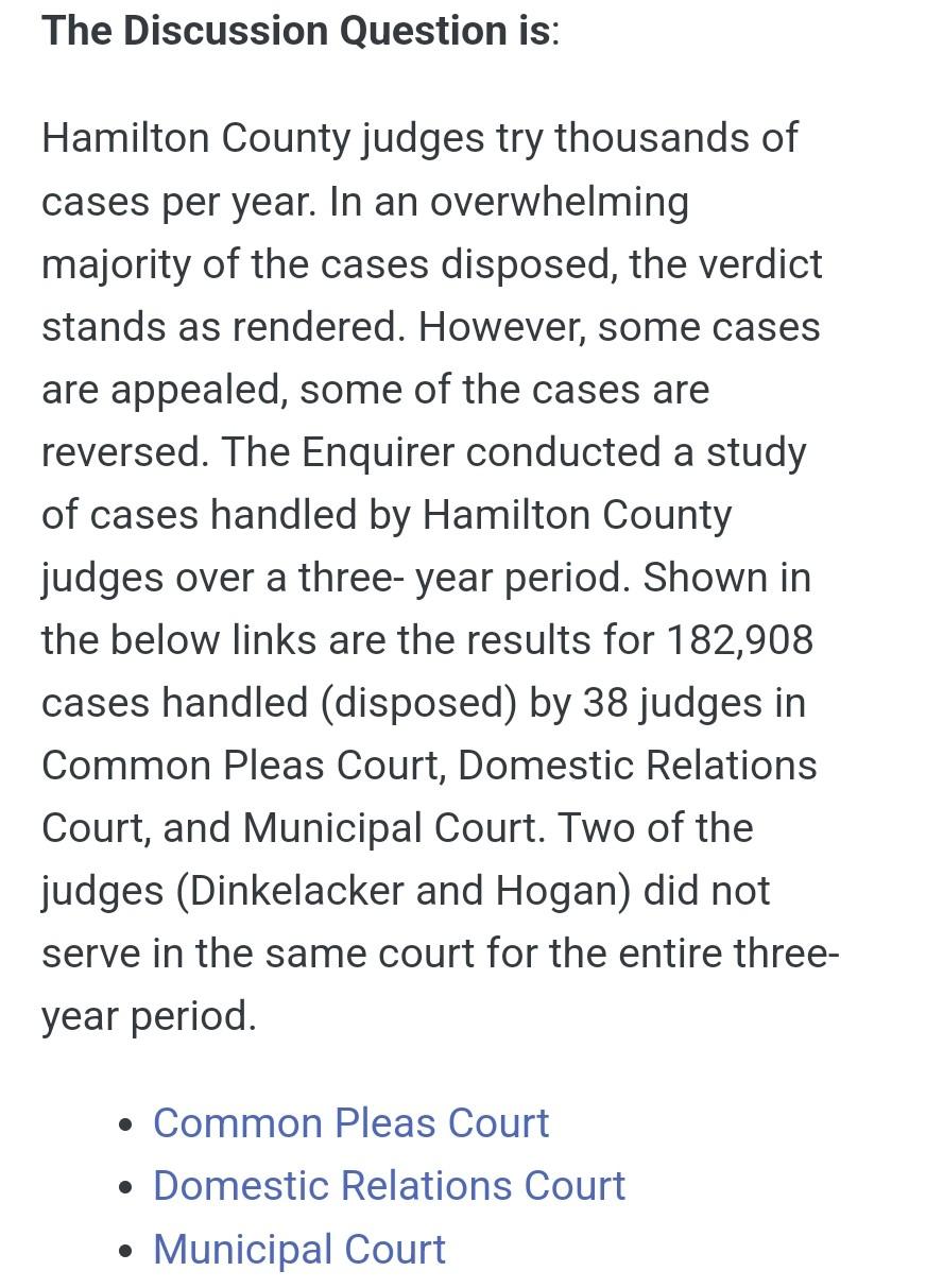 Solved The Discussion Question Is: Hamilton County Judges | Chegg.com