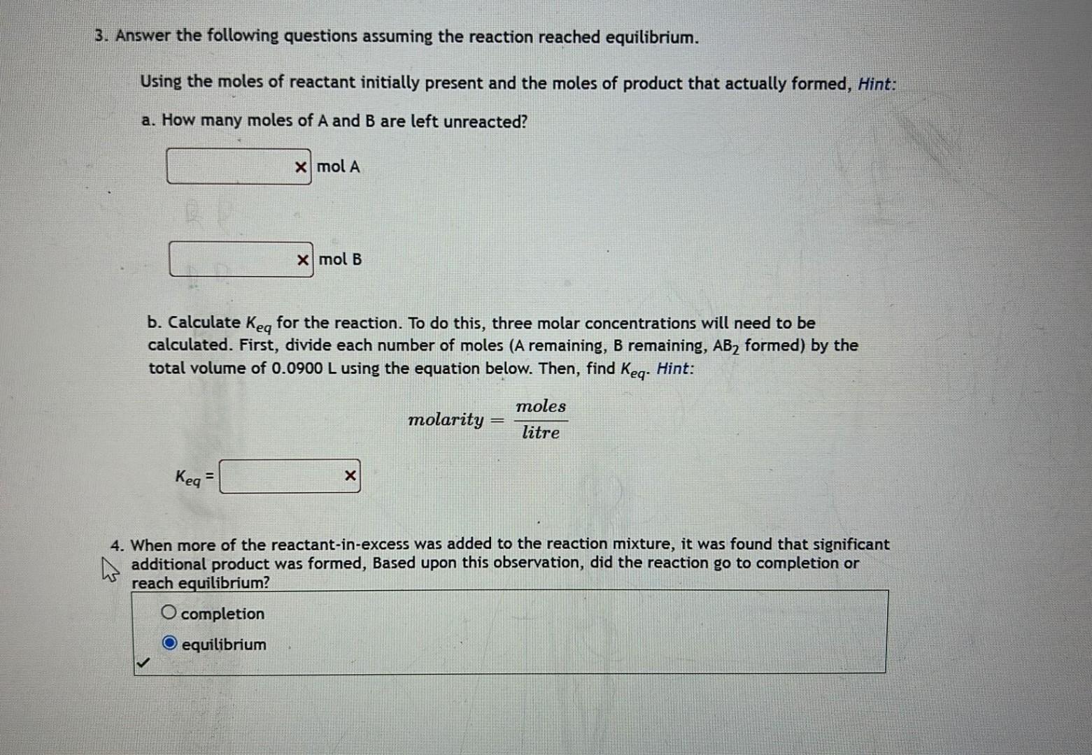 Solved Two Chemicals, A And B, React According To The | Chegg.com