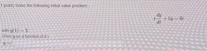 Solved 1 point) Solve the following initial value problem; | Chegg.com