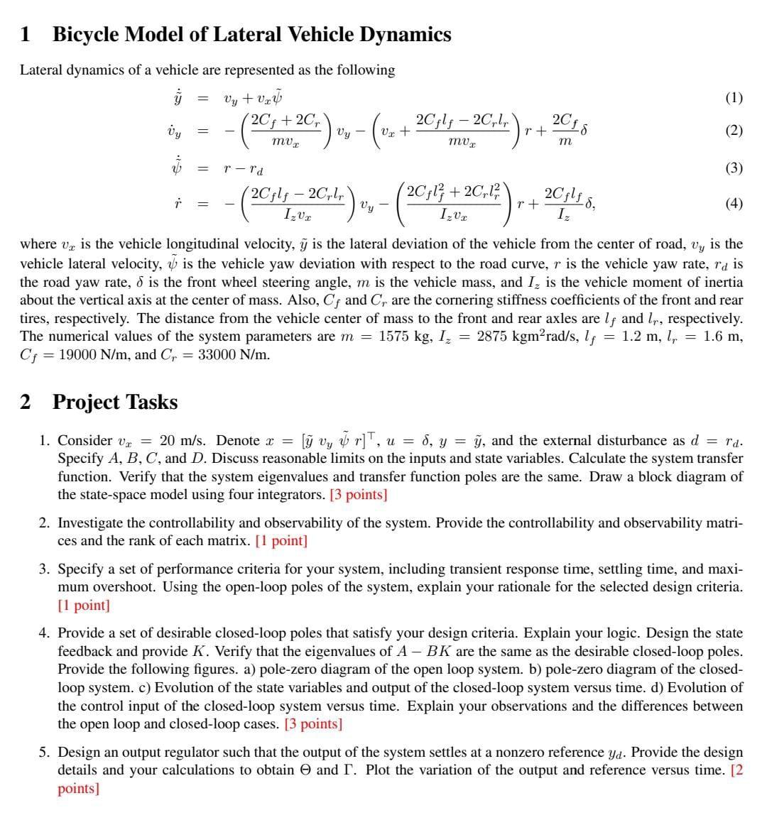 Solved Bicycle Model of Lateral Vehicle Dynamics Lateral