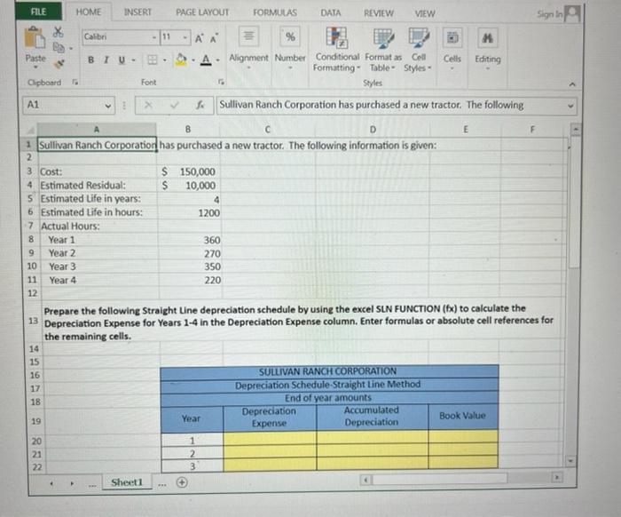 Solved Provide excel function to fill in yellow rows show