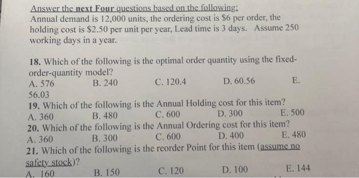 Solved Answer the next Four questions based on the | Chegg.com