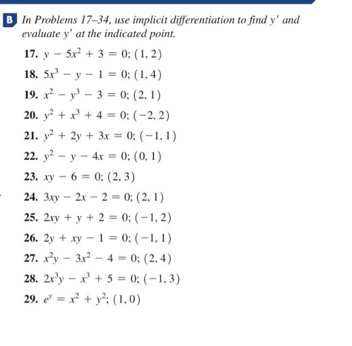 Solved = B In Problems 17–34, use implicit differentiation | Chegg.com