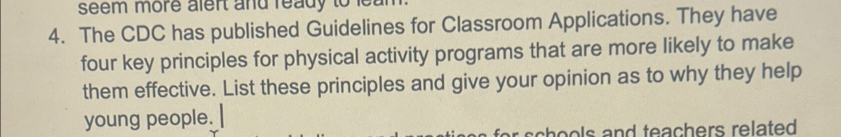 Solved The CDC has published Guidelines for Classroom | Chegg.com