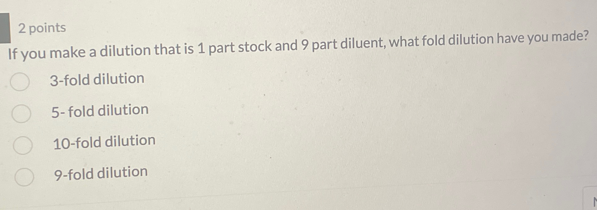 2 fold dilution