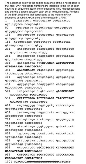 Solved The sequence below is the coding sequence of the a | Chegg.com