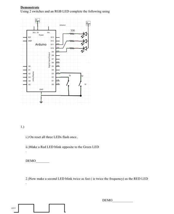 Solved 4.) Write a for loop such that the Red LED flashes 4 | Chegg.com