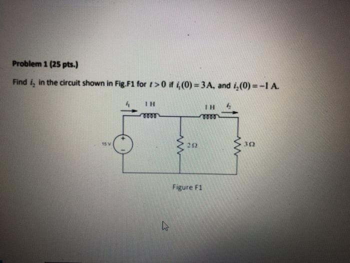 Solved Problem 1 (25 pts.) Find i, in the circuit shown in | Chegg.com