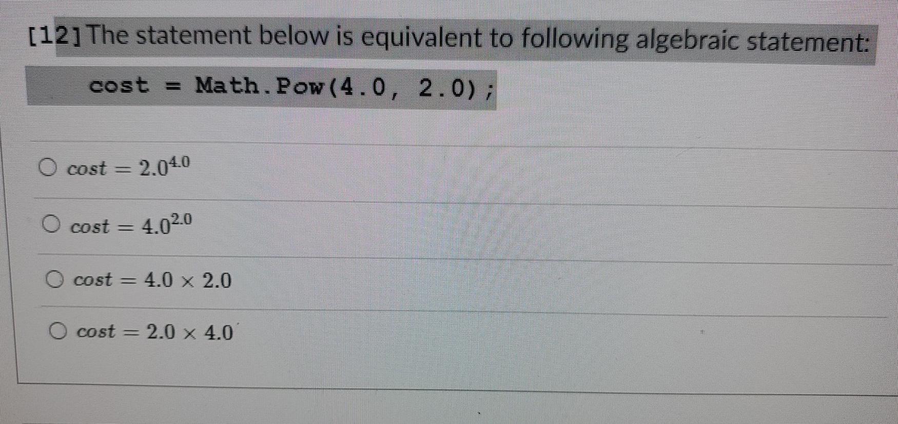 Solved [12] The statement below is equivalent to following | Chegg.com