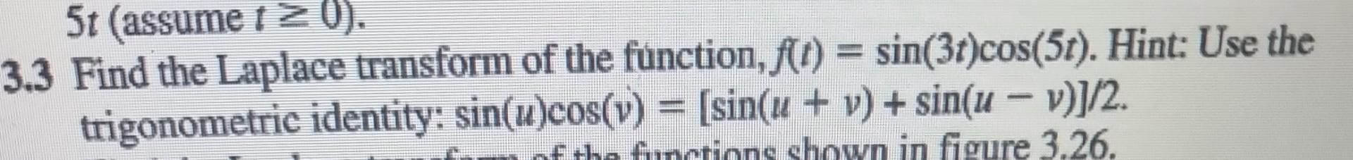 Solved 3.3 Find the Laplace transform of the function, | Chegg.com