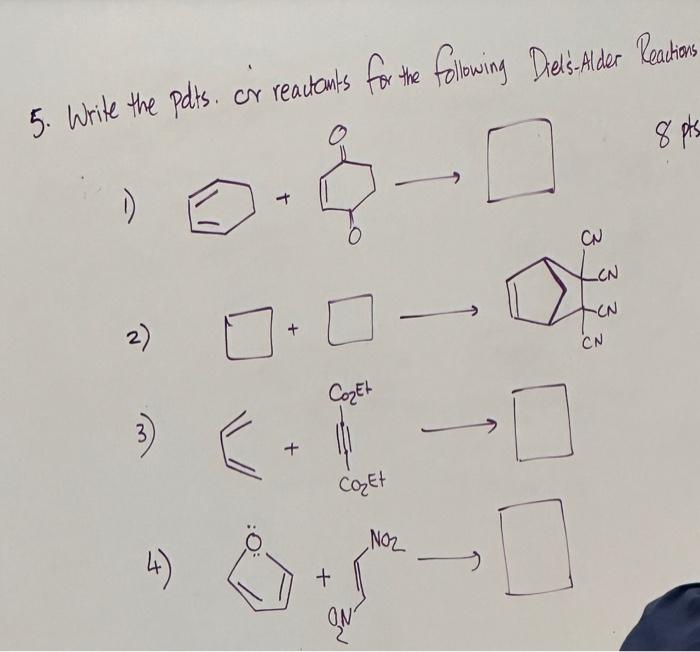 Solved 5. Write the Pdts. or reactants for the following | Chegg.com