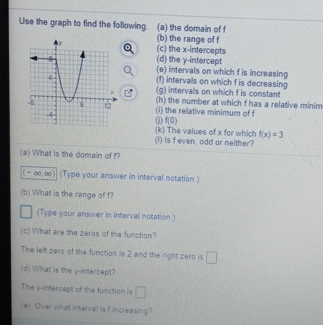 Solved Use The Graph To Find The Following A The Domai Chegg Com