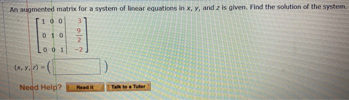 Solved An augmented matrix for a system of linear equations | Chegg.com