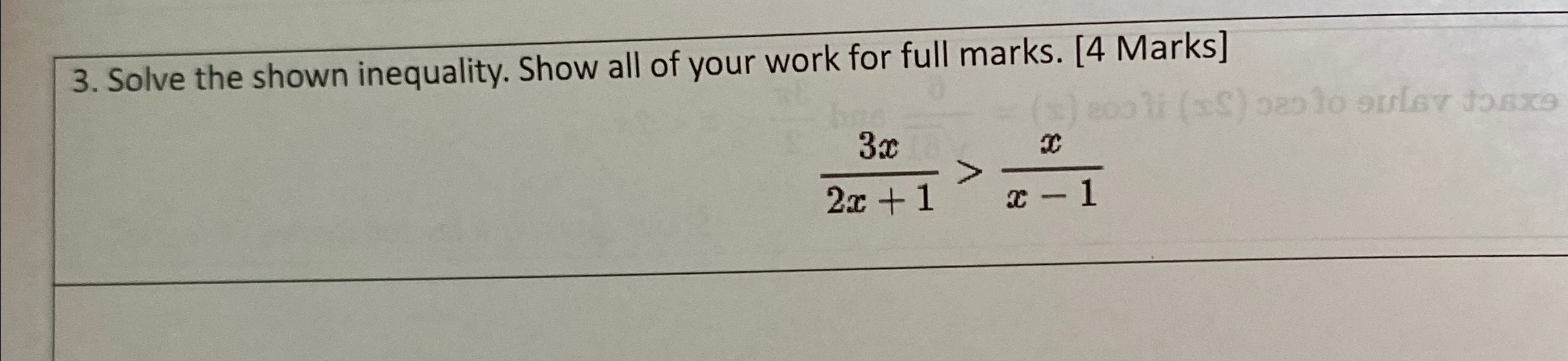 Solved Solve the shown inequality. Show all of your work for | Chegg.com