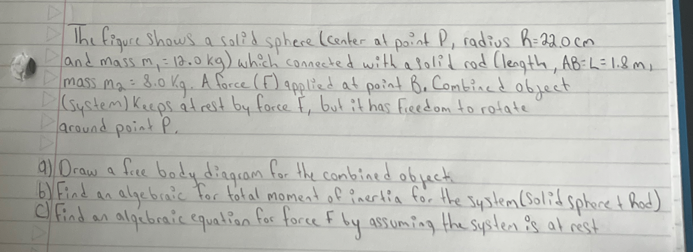 Solved The Figure Shows A Solid Sphere Center At Point P Chegg Com