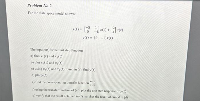 Solved For the state space model shown: | Chegg.com