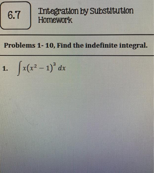 integration by substitution homework 6.7