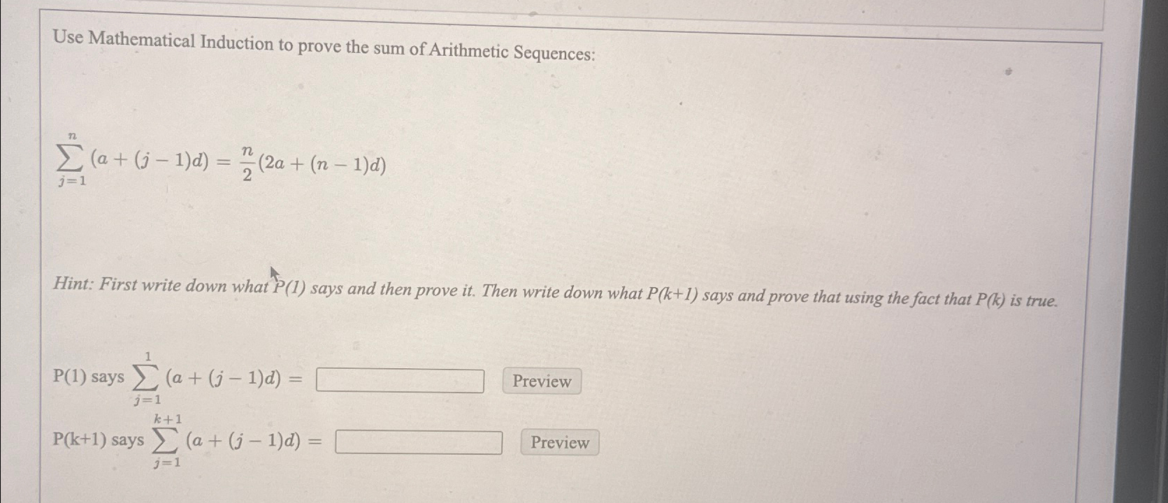 Solved Use Mathematical Induction to prove the sum of | Chegg.com image.